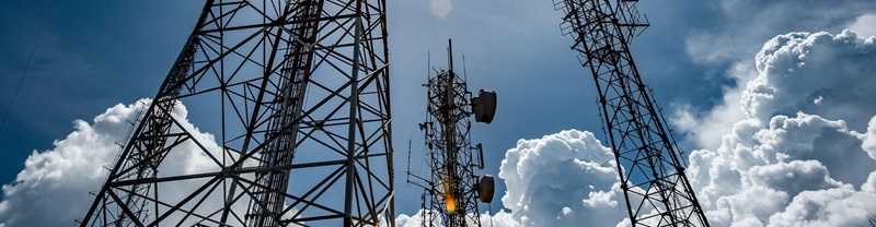 Television tranmission towers with dramatic clouds in the background